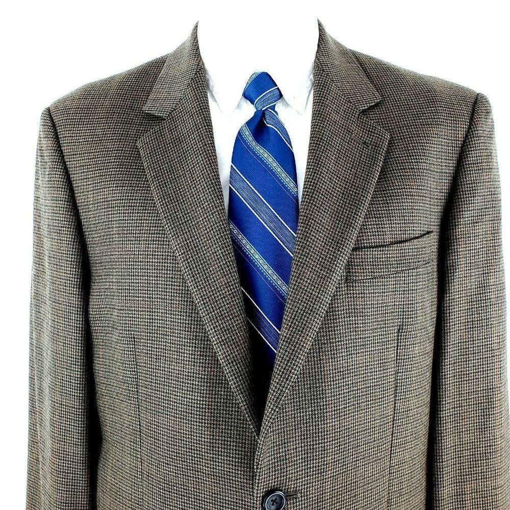 Pronto Uomo Wool 2 Button Blazer 42L Brown Houndst